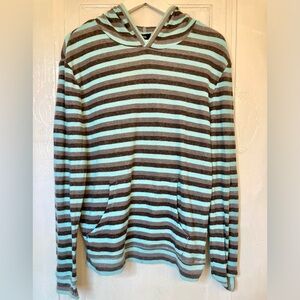 BDG Light Blue and Gray Striped Hoodie (S)